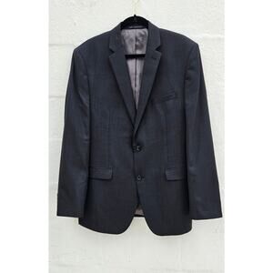 Perry Ellis Portfolio‎ Blazer Mens 44L Charcoal Gray Slim Fit Wool Suit Jacket